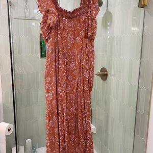 Free People Rust Floral Maxi Dress